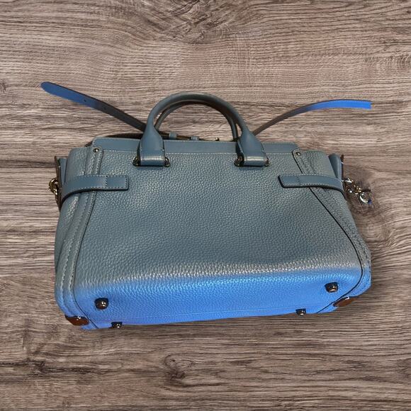 Coach Swagger 27 Blue Pebbled Crossbody Shoulder Hand Bag Purse - Picture 3 of 9